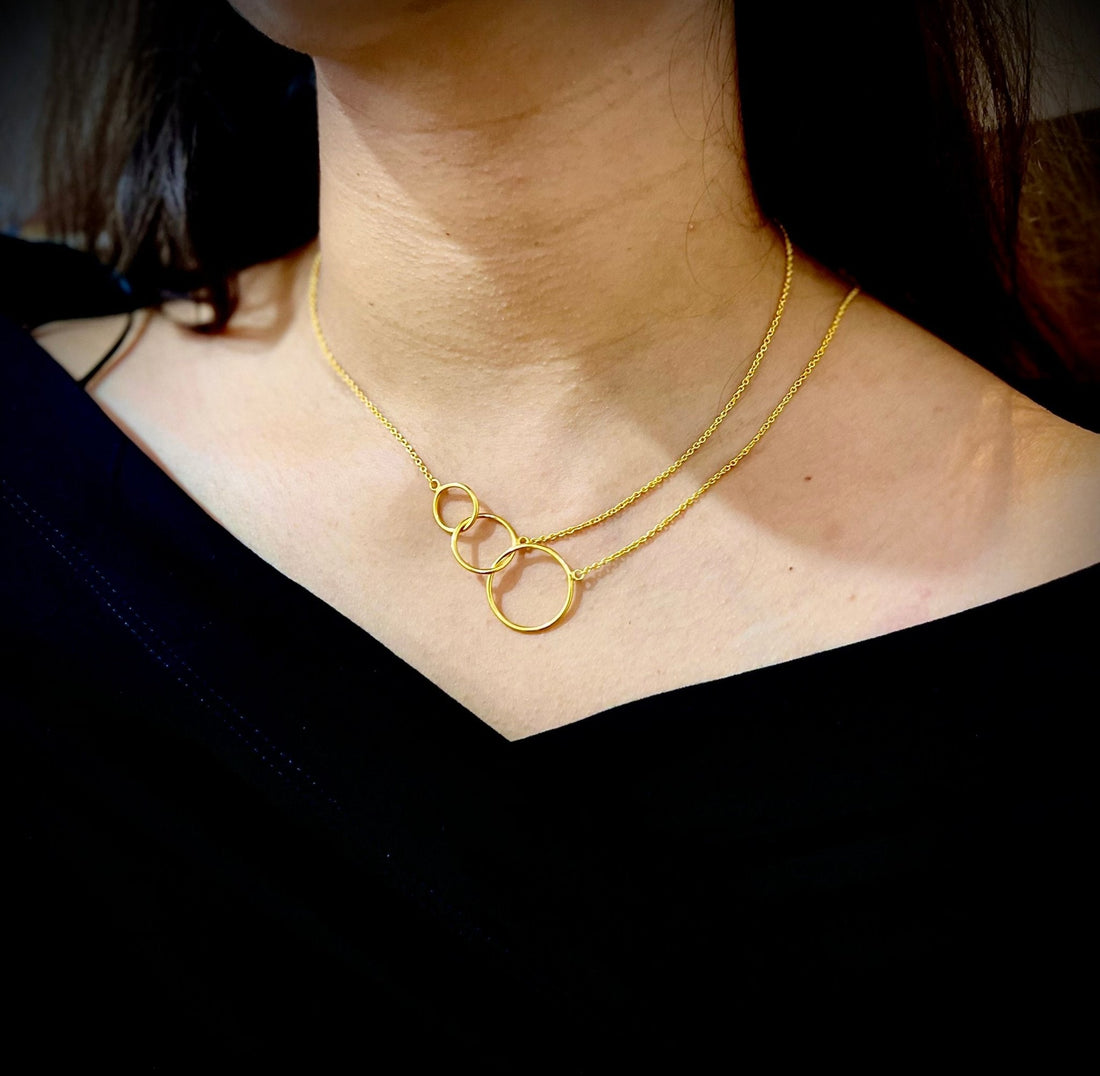 3 Tier Rings Gold Necklace - Silverings