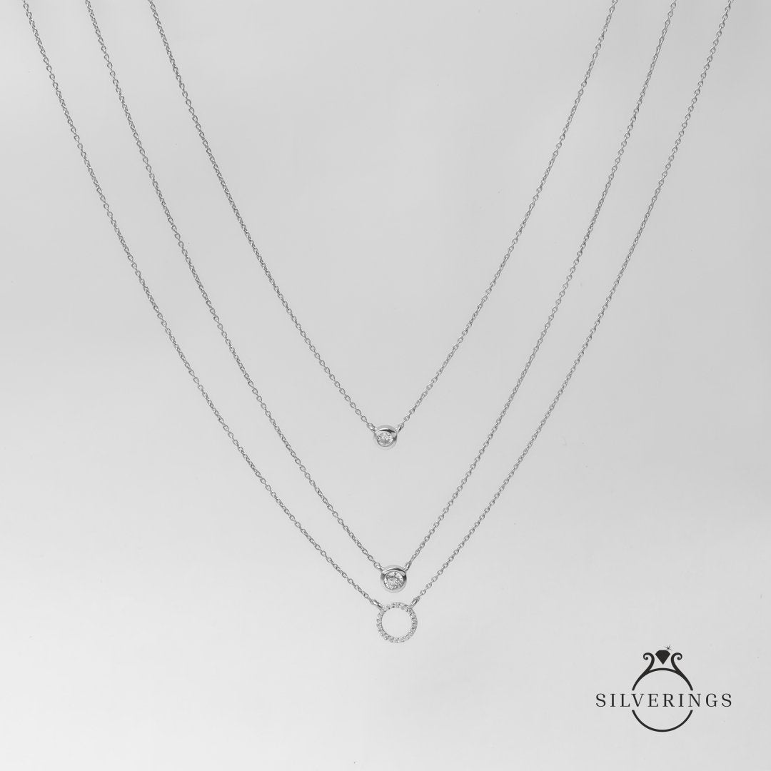 3-Tier Solitaire Zircon Necklace - Silverings