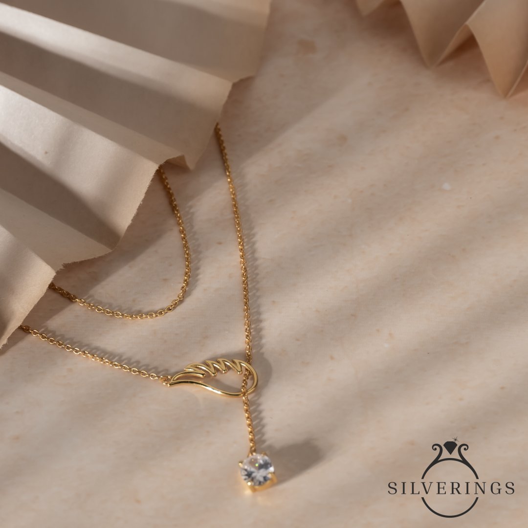 Broken Angel Gold Zircon Necklace - Silverings