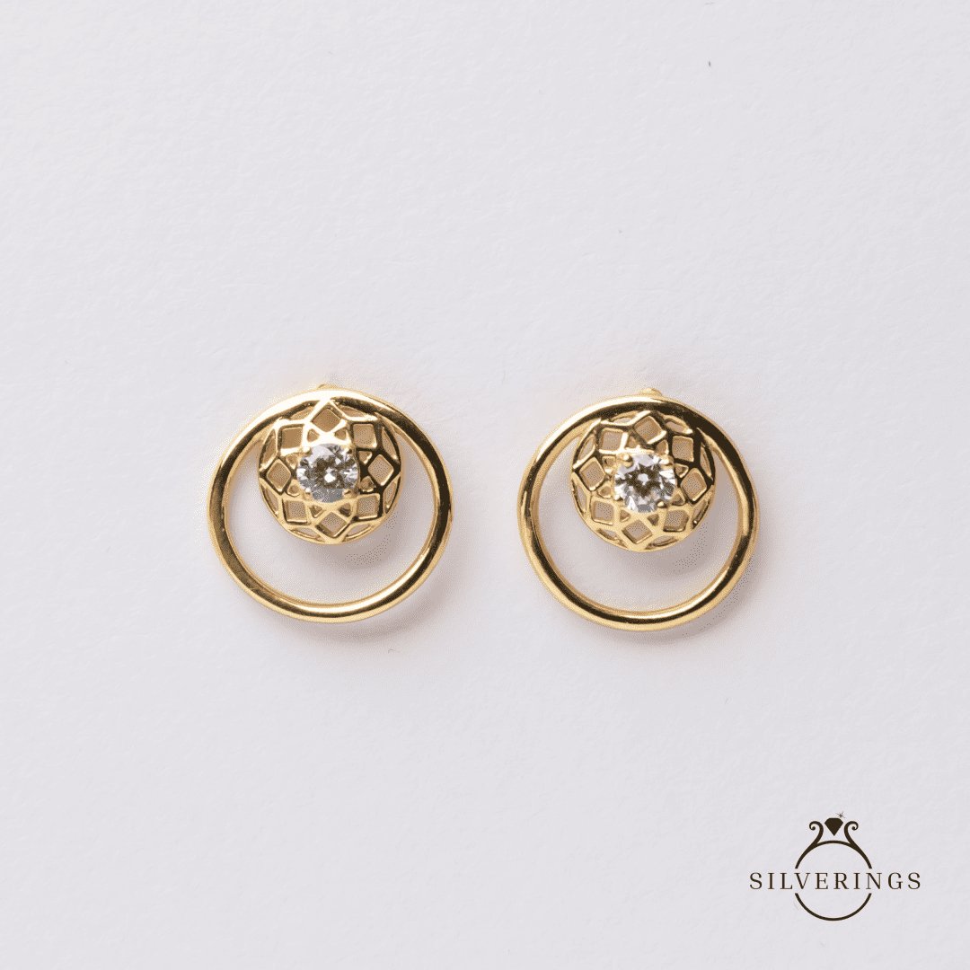 Circle of life Gold Zircon Earrings - Silverings
