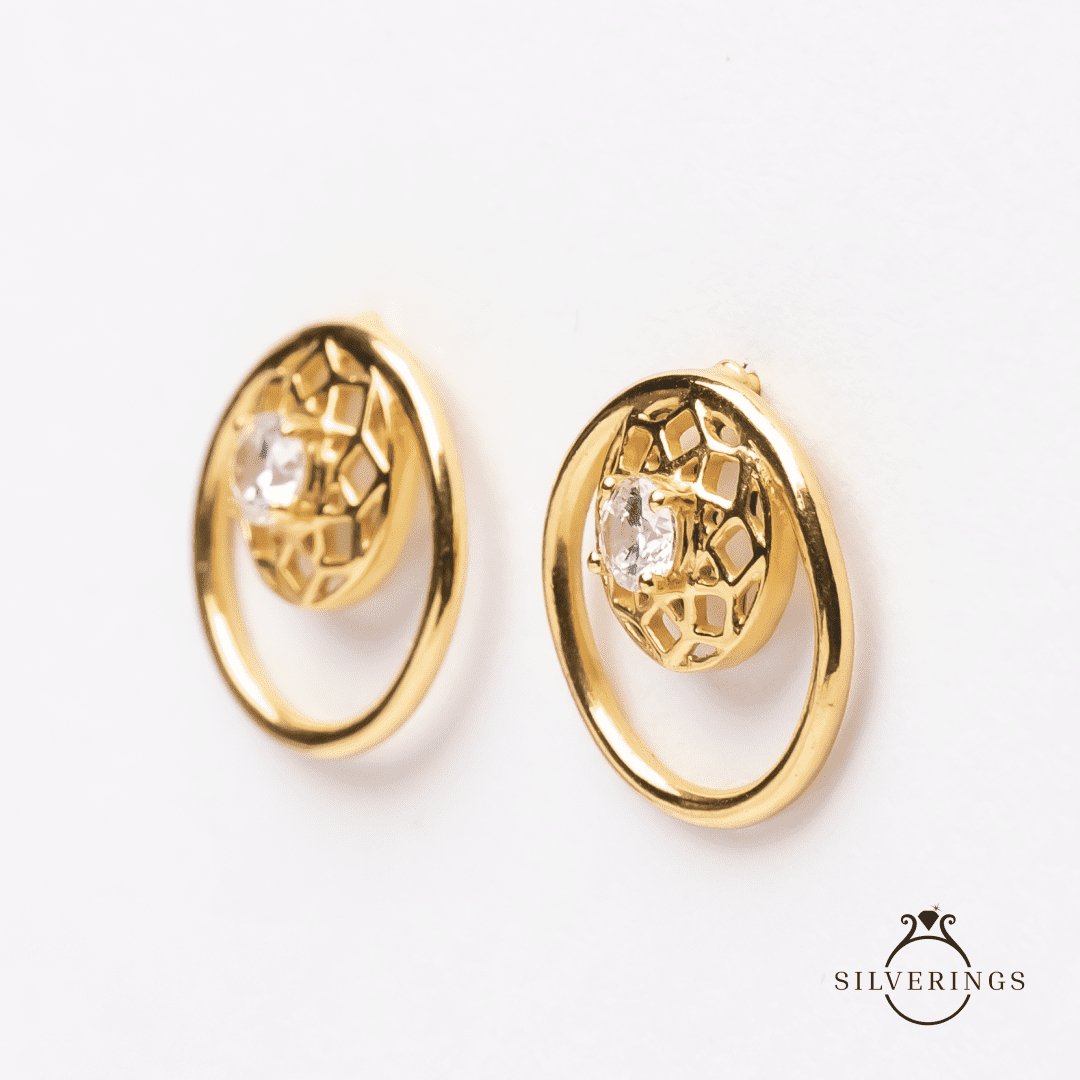 Circle of life Gold Zircon Earrings - Silverings
