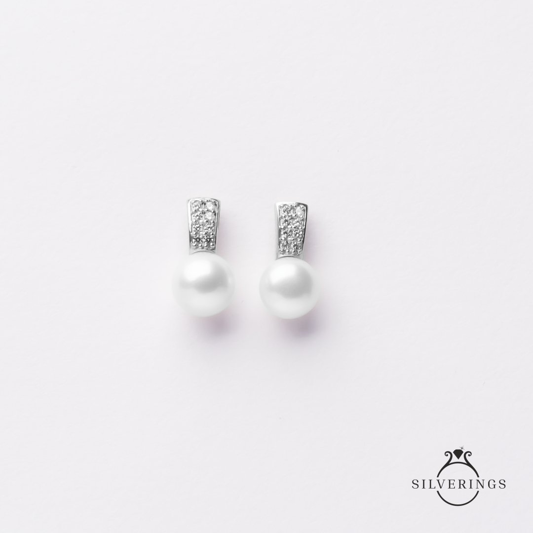 Classy Sassy Pearl Silver Zircon Earrings - Silverings