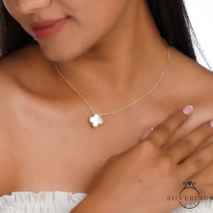 Clever Mother of Pearl Gold Necklace - Silverings