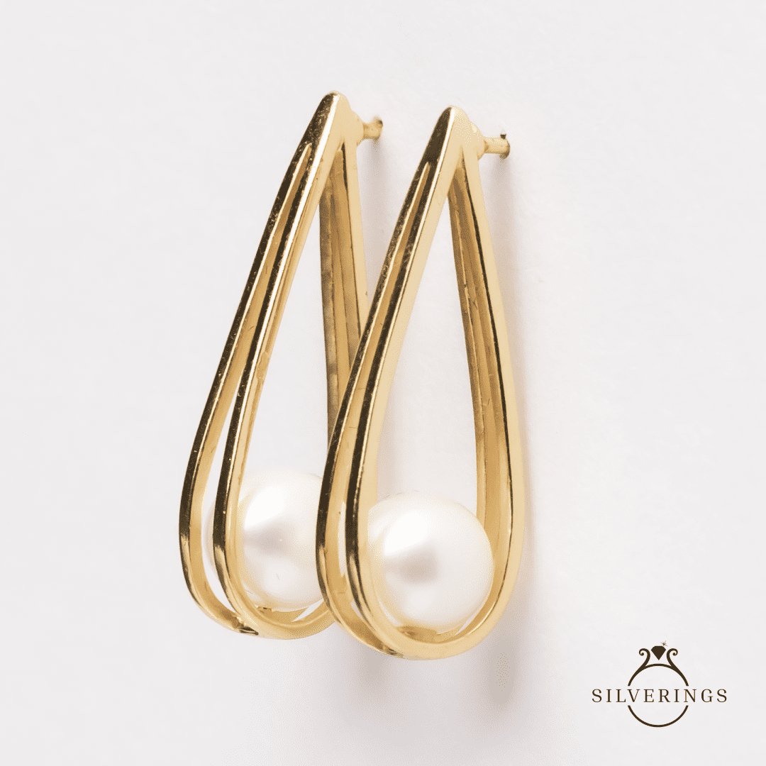 Drop of Pearl Gold Earrings - Silverings