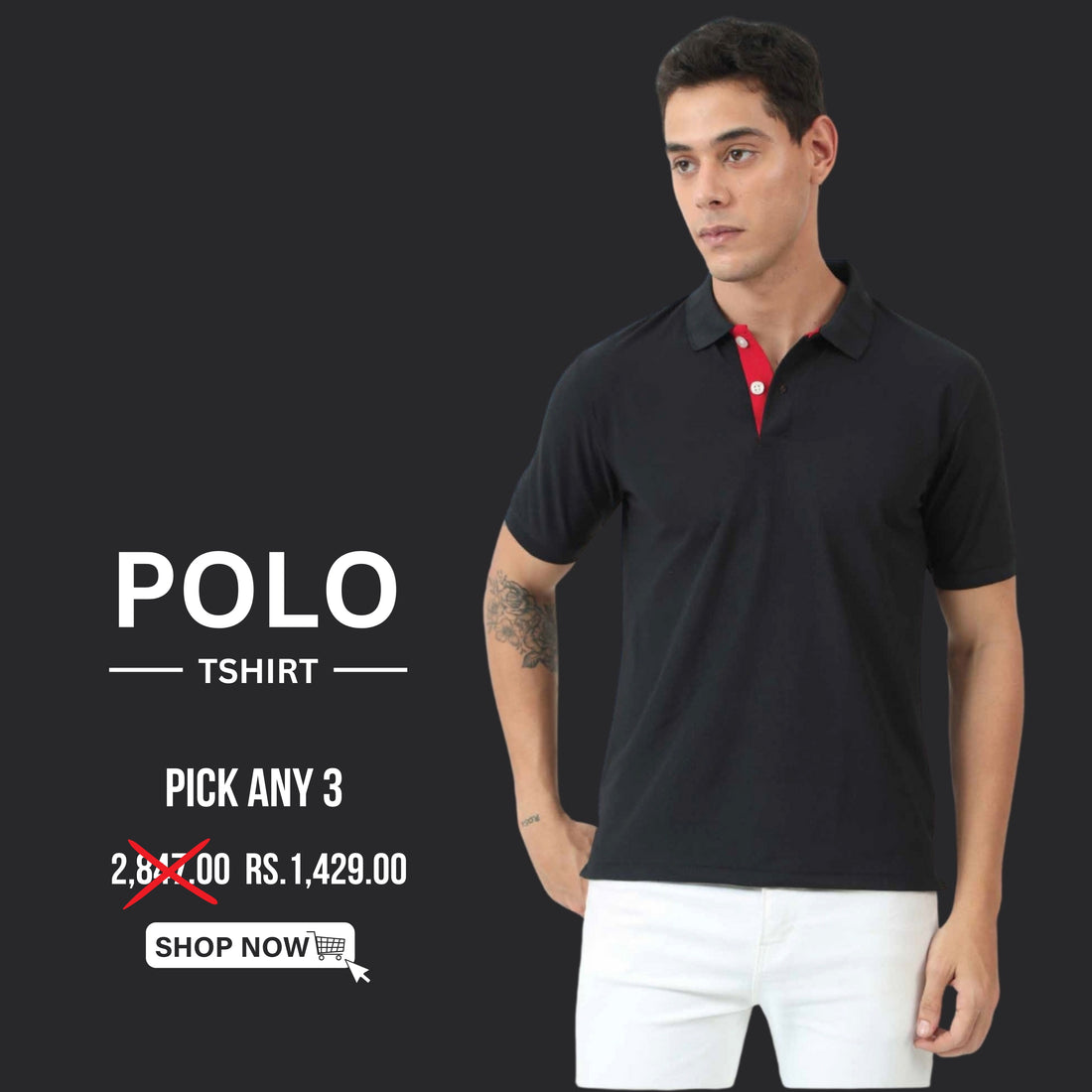 Basics Micro Polyester Polo Half Sleeves T-Shirt Pack of 3