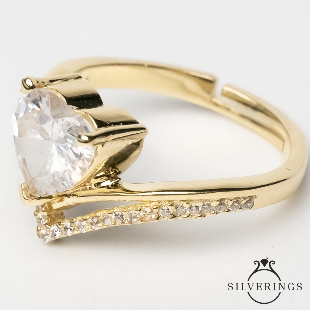 Heart of Gold Solitaire Ring - Silverings