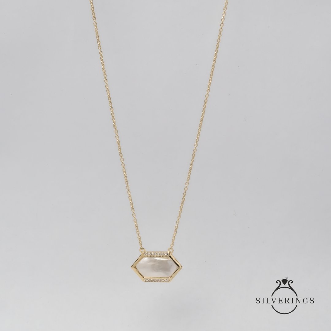 Holy Mother of Pearl Gold Zircon Necklace - Silverings