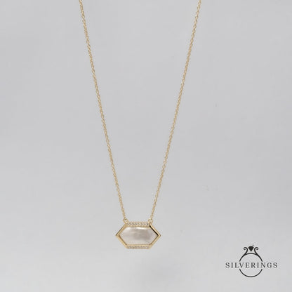 Holy Mother of Pearl Gold Zircon Necklace - Silverings