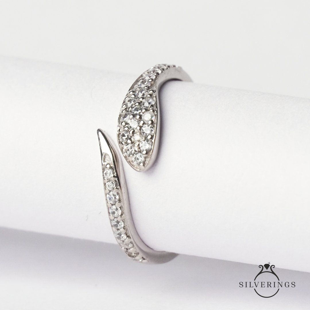Love Clasp Zircon Gold Ring - Silverings