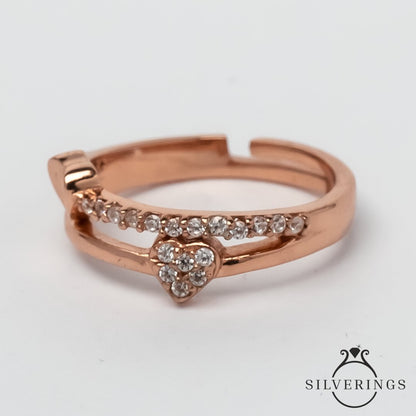 Love Connect Zircon Ring - Silverings