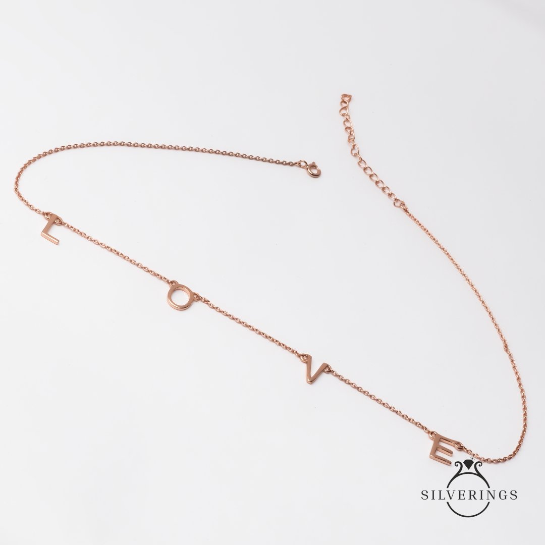 L.O.V.E Rose Gold Necklace - Silverings