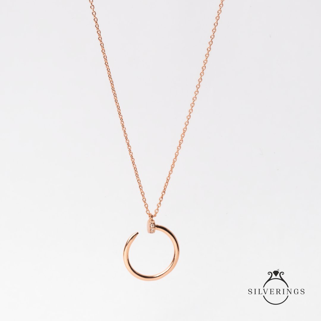 Nailed it Rose Gold Zircon Necklace - Silverings