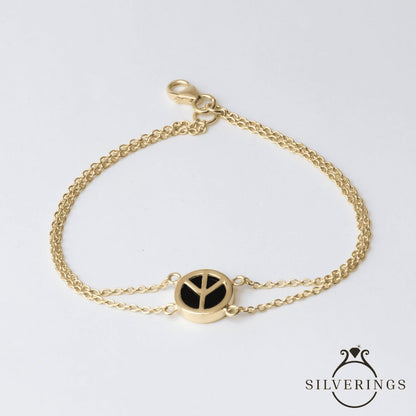 Peace Out Black Onyx Gold Bracelet - Silverings