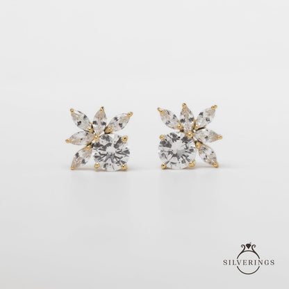 Royal Power Gold Zircon Earrings - Silverings