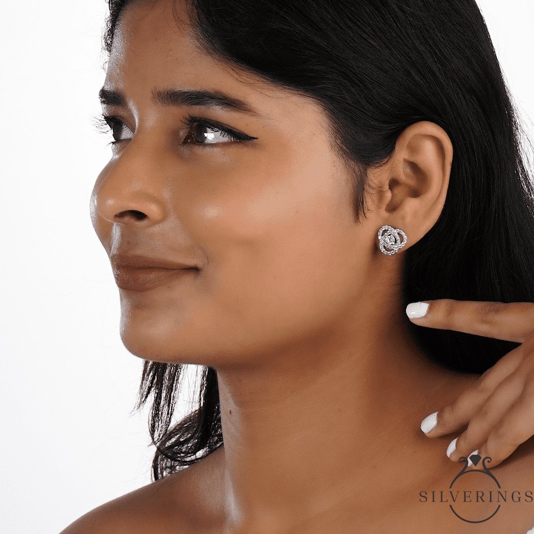 Spiral Zircon Earrings - Silverings