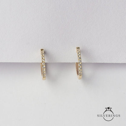 Star Studded Zircon Gold Hoop Earrings - Silverings