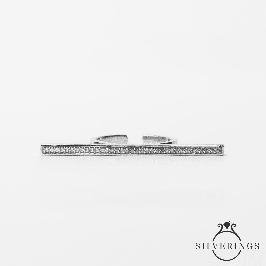 The Girl Boss Adjustable Silver Zircon Ring - Silverings