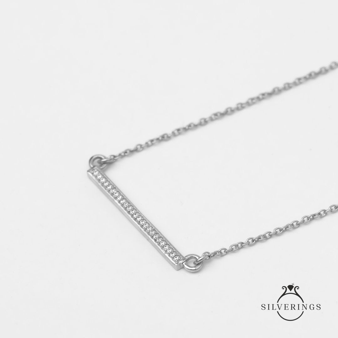The Ultimate Bar Silver Zircon Necklace - Silverings