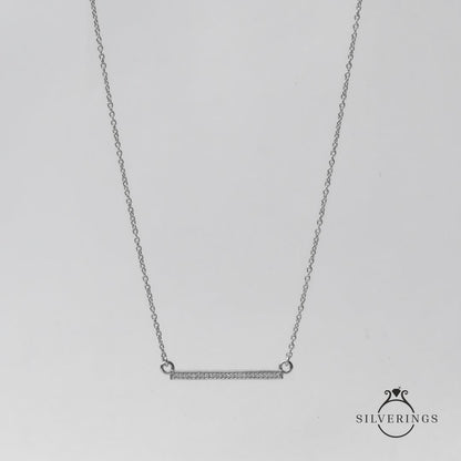 The Ultimate Bar Silver Zircon Necklace - Silverings